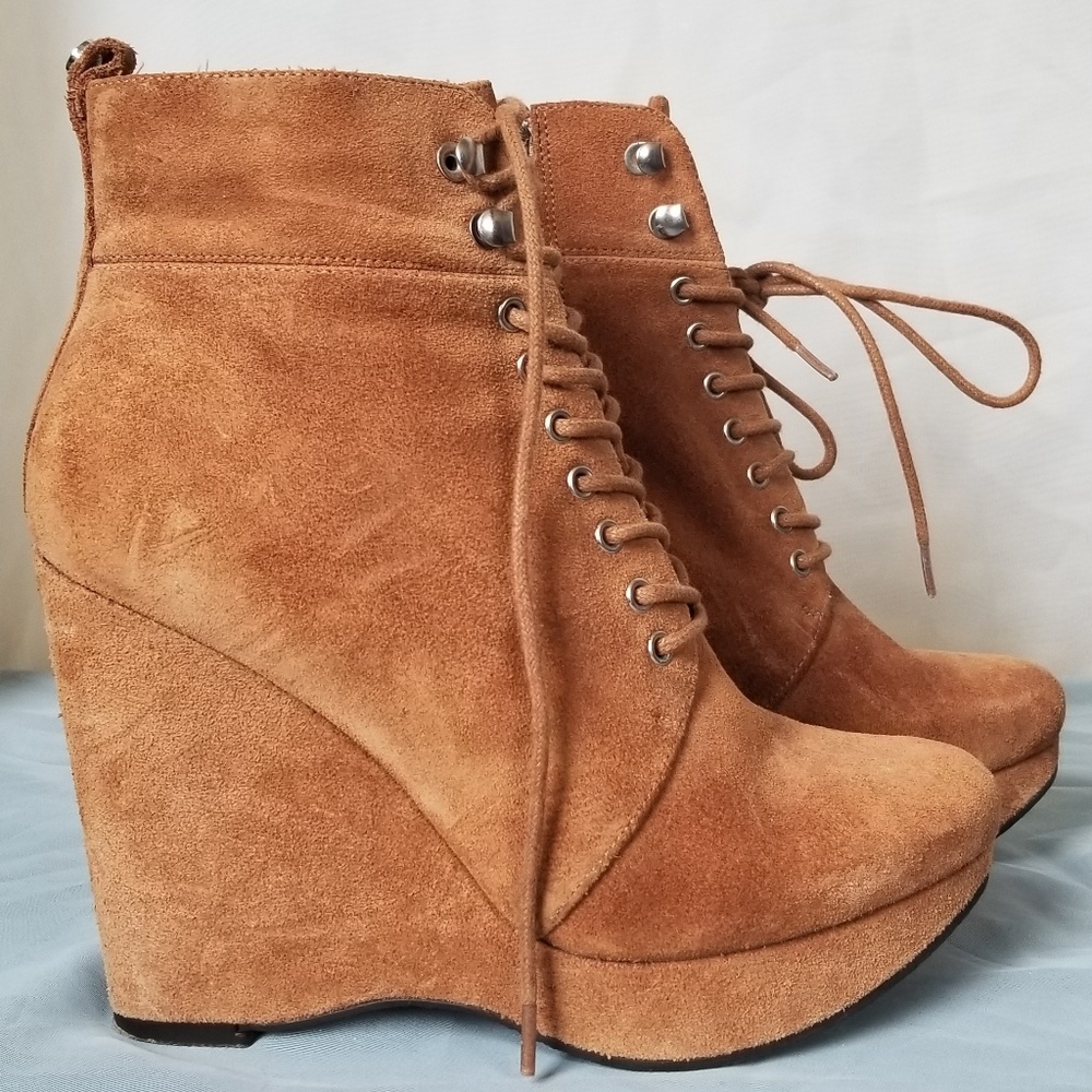 Tan suade wedges